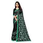Generic Women's Lycra Blend Saree with Blouse (Green, 5-6 Mtrs)