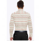 Generic Men's Cotton Blended Printed Full Sleeve Shirt (White-Red)