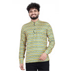 Generic Men's Cotton Blended Printed Full Sleeve Shortkurta (Multicolor)