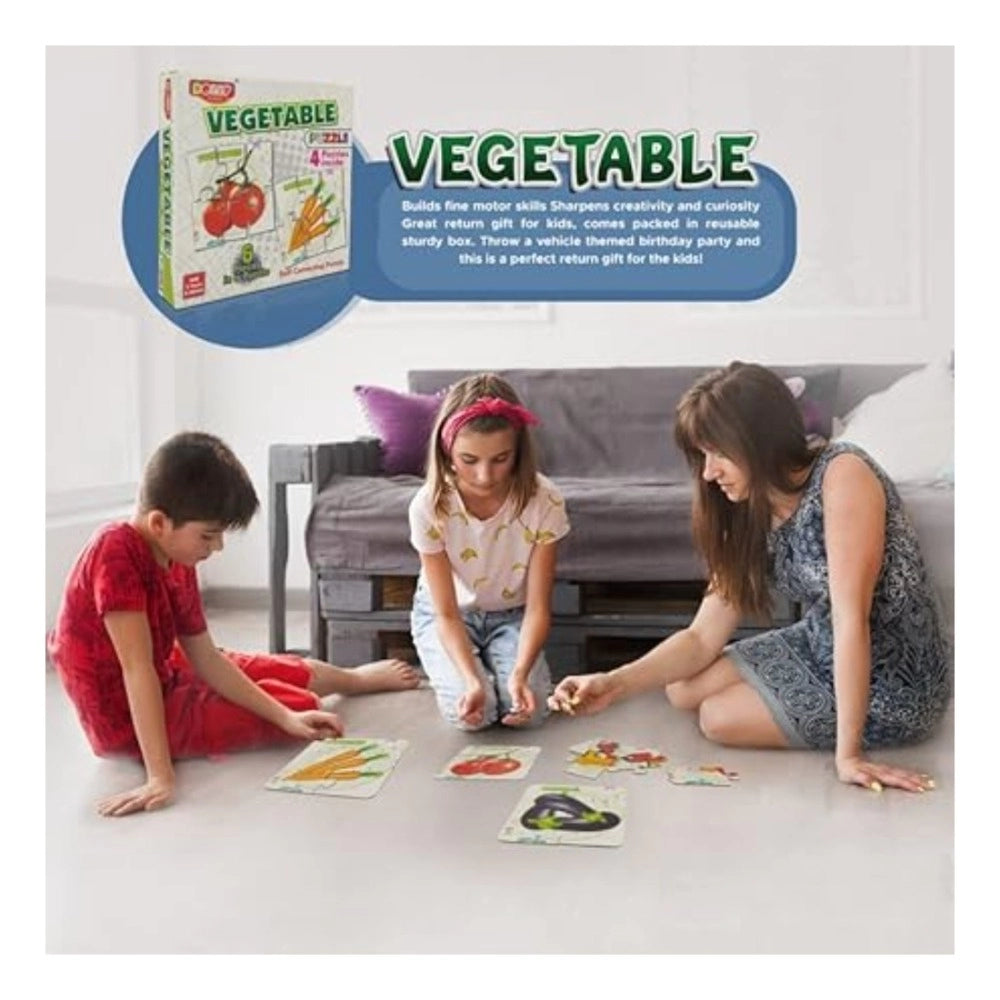4_Pcs Set Vegetable Puzzles | Cardboard | Educational Toys | 3+ Years