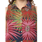 Generic Women's Polyester Floral Sleeveless Below Knee Dress (Multicolor)