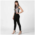 Generic Women's Polyester Embellished Sleeveless Jumpsuit (Black)