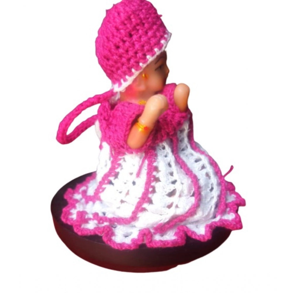 Generic Laddu Gopal Tharad Dress Size: 0 To 6 (Pink-White)