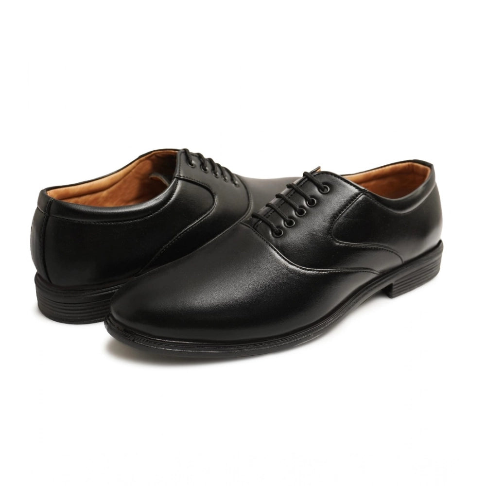 Generic Men's Casual Faux Leather Solid Lace-Up Formal Shoes (Black)