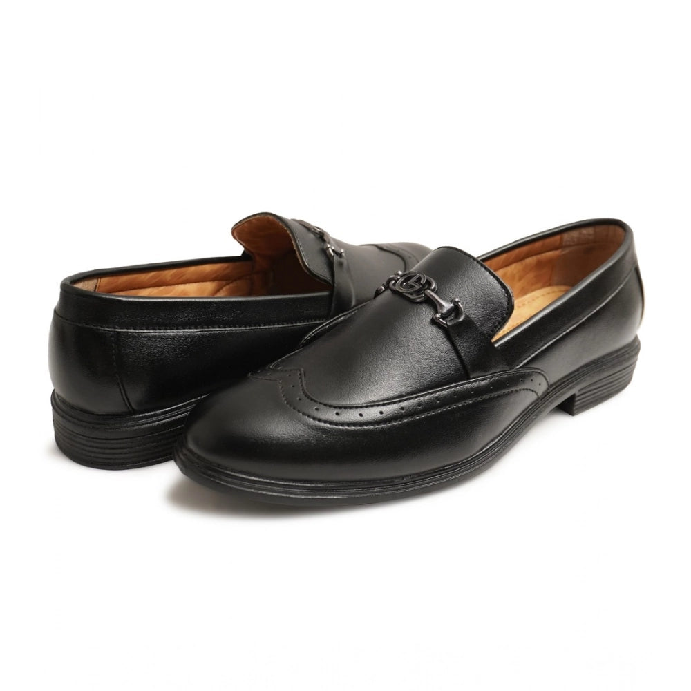 Generic Men's Casual Faux Leather Solid Slip-on Formal Shoes (Black)
