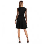 Generic Women's Knitting stretchable Solid Round Neck Full Sleeve Dress (Black)