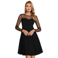 Generic Women's Knitting stretchable Solid Round Neck Full Sleeve Dress (Black)
