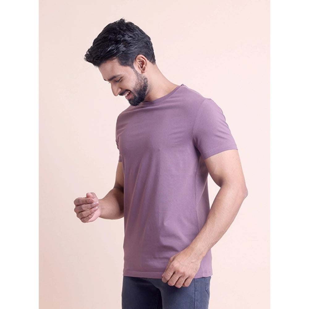 Generic Men's Casual Cotton Solid Half Sleeve Round Neck T-Shirt (Berry)