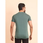 Generic Men's Casual Nylon Solid Half Sleeve Round Neck T-Shirt (Green)