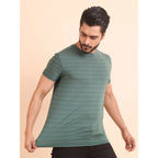 Generic Men's Casual Nylon Solid Half Sleeve Round Neck T-Shirt (Green)