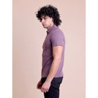 Generic Men's Casual Cotton Solid Half Sleeve Polo Neck T-Shirt (Berry)