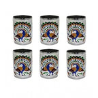 Generic Steel Meenakari Peacock Design Decorative Glass Set (Silver)