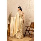 Generic Women's Silk Printed Saree With Unstitched Blouse 5.5Mtr (Gold)