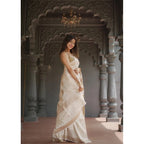 Generic Women's Cotton  Printed Saree With Unstitched Blouse 5.5Mtr (Cream)