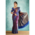 Generic Women's Silk Printed Saree With Unstitched Blouse 5.5Mtr (Purple)