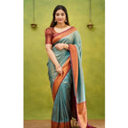 Generic Women's Silk Printed Saree With Unstitched Blouse 5.5Mtr (Rama)