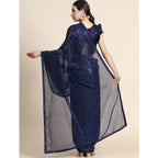 Generic Women's Georgette Embellished Sequnece Bollywood Saree With Unstitched Blouse 5.5Mtr (Blue)