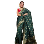 Generic Women's Silk Printed Saree With Unstitched Blouse 5.5Mtr (Green)