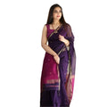 Generic Women's Cotton  Printed Saree With Unstitched Blouse 5.5Mtr (Navy Blue)