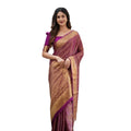 Generic Women's Silk Printed Saree With Unstitched Blouse 5.5Mtr (Wine)