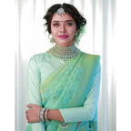Generic Women's Soft Lichi Silk Printed Saree With Unstitched Blouse 5.5Mtr (Light Green)
