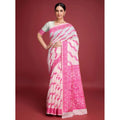 Generic Women's Jamdani Cotton Silk Printed Saree With Unstitched Blouse 5.5Mtr (Pink)