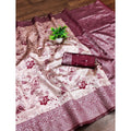 Generic Women's Banarasi Jacquard Printed Saree With Unstitched Blouse 5.5Mtr (Wine)