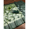 Generic Women's Banarasi Jacquard Printed Saree With Unstitched Blouse 5.5Mtr (Green)