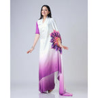 Generic Women's Soft Crepe Silk Printed Ready To Wear Saree With Unstitched Blouse 5.5Mtr (Purple)