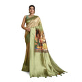 Generic Women's Silk Printed Saree With Unstitched Blouse 5.5Mtr (Mehendi)