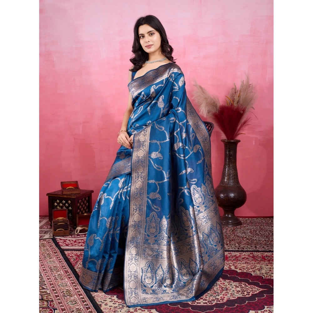Generic Women's Banarasi Silk Printed Saree With Unstitched Blouse 5.5Mtr (Pinch)