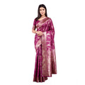 Generic Women's Banarasi Silk Printed Saree With Unstitched Blouse 5.5Mtr (Wine)