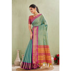 Generic Women's Silk Blended Jaquard Woven Saree With Unstitched Blouse 5.5Mtr (Light Green)