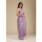 Generic Women's Silk Embroidred Saree With Unstitched Blouse 5.5Mtr (Purple)