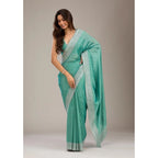 Generic Women's Silk Embroidred Saree With Unstitched Blouse 5.5Mtr (Light Green)