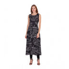 Generic Women's Casual Crepe Sleeveless Slit Dress (Black)