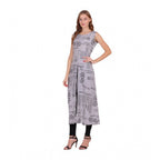 Generic Women's Casual Crepe Sleeveless Slit Dress (Light Grey)