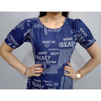 Generic Women's Casual Crepe Half Sleeves Dress (Blue)