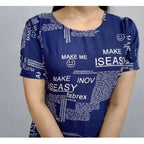 Generic Women's Casual Crepe Half Sleeves Dress (Blue)