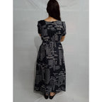Generic Women's Casual Crepe Half Sleeves Dress (Black)