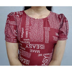 Generic Women's Casual Crepe Half Sleeves Dress (Maroon)
