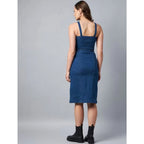 Generic Women's Casual Denim Sleeveless Dress (Blue)
