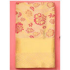 Generic Women's Soft Lichi Silk Printed Saree With Unstitched Blouse 5.5Mtr (Gold)