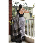Generic Women's Soft Lilan Printed Saree With Unstitched Blouse 5.5Mtr (Black)