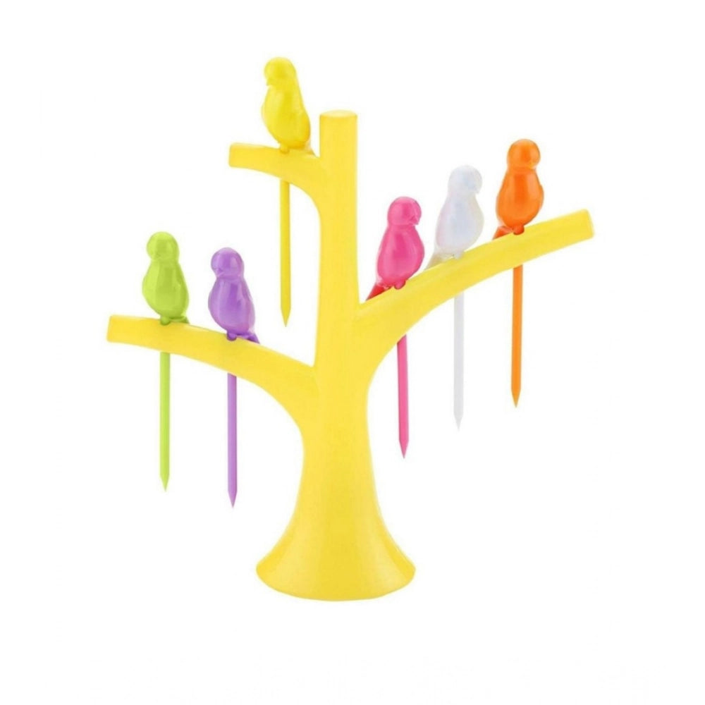 Generic Pack of 10_Bird Tree Fruit Fork Set Decorative Toothpick Holder (Color: Assorted )