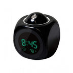 Generic Time Display with Voice Projection And Wake-Up Alarm Clock (Color: Black)