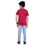 Generic Boy's Cotton Graphics Printed Round Neck T-Shirt (Marron)