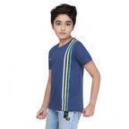 Generic Boy's Cotton Graphics Printed Round Neck T-Shirt (Blue)
