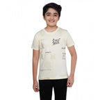 Generic Boy's Cotton Graphics Printed Round Neck T-Shirt (Beige )