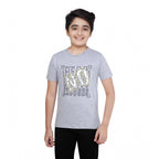 Generic Boy's Cotton Graphics Printed Round Neck T-Shirt (Grey Melange)
